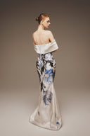 MARGÉE ATELIER • Vaelis Couture Off-Shoulder Painterly Print Taffeta Evening Gown