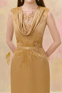 Cassopie Golden Drape Embellished Gown for women, from JOSEPHINE, The Viet Concept 