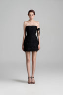 Floral Garden Lace Crystal Asymmetrical Strapless Mini Dress for women, from IHF ATELIER, The Viet Concept 