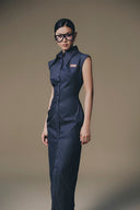 Striped Kate Silk Ruched Shirt Dress for women, from Keira Tong, The Viet Concept