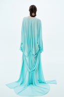 LA VIERGE • Turquesa Trailing Chiffon Duster Coat