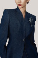 Elara A-line Square Shoulder Denim Blazer for women, from HOBB, The Viet Concept 