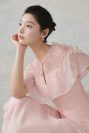 LARMES • Mirra Pink Sculpted Evening Gown