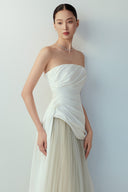 BYDI • Lune Couture Silk Taffeta & Foggy Gray Tulle Evening Gown