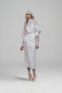 Lindsay Organza Ruffle High-Neck Shirt for women, from WHITE PLAN, The Viet Concept