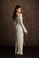 Embroidered Vine Off-Shoulder Lace Couture Dress for women, from KEIRA TONG, The Viet Concept 