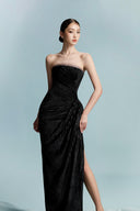Manos Obsidian Pleated Velvet Dress for women, from BYDI, The Viet Concept 
