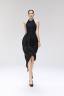 SORAMAME • Nocturne Metallic Chiffon Halter Sheath Dress