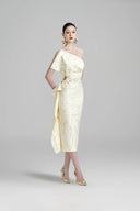 DO LONG • Massey White One-Shoulder Sheath Midi Dress