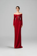 Soraya Silk Taffeta Off-Shoulder Crystal Evening Gown for women, from 21SIX, The Viet Concept
