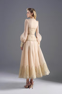 ROSEE de MATIN • Long Sleeve Cream Organza Midi Dress