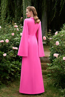 Pink A-Line Evening Gown – Draped Neck, Silk Crepe Luxury Dress for women, from IHF ATELIER, The Viet Concept 