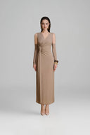Goldsand Sheath Gathering Maxi Dress for woman, from ARTI, The Viet Concept