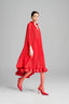 Carnation Asymmetric V-Neck Chiffon Midi Dress for women, from Maison Des Copains, The Viet Concept 