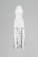 Ivory Floral Vine Lace Halter Mini Dress for women, from IHF STUDIO, The Viet Concept 