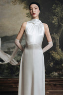 Demi Pearl Satin Scarf Halterneck Maxi Gown for women, from HOBB, The Viet Concept 