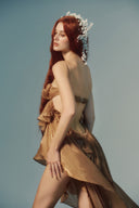 Rhea Cinnamon Blanca Crinkle Satin Goddess Couture Dress for women, from LA VIERGE, The Viet Concept 