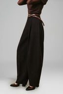 Brown Twill Peach Finished Double-Layer Cuff Oversized Shirt for women, from LECIA, The Viet Concept 