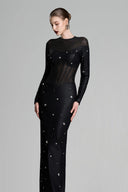See-Through Mixed Crystal Embellished Bodycon Dress for women, from GVLUX, The Viet Concept