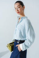 HOBB • Cotton Blend Mother-of-Pearl Button-Down Shirt