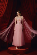 Daria Floral Embellished Glitter Tulle A-Line Midi Dress for women, from JOSEPHINE, The Viet Concept