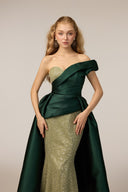 21SIX • Azalea Sequin & Taffeta Asymmetric Cape Train Gown