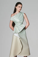 Daplon A-line Asymmetric Neck Taffeta Midi Dress for women, from White Plan, The Viet Concept 