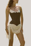 Mocha Elysian Twill Mini Dress for women, from La Vierge, The Viet Concept 