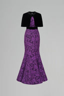 Lyon Velvet Cape Bustier Mermaid Gown in Dark Purple Lace Luxury for women, from IHF ATELIER, The Viet Concept 