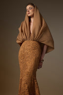 IHF ATELIER • Bloom Rose Crystal-Embellished Mermaid Gown with Hooded Cape
