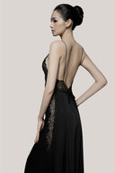 Black Lea Lace-Trimmed Long Robe for women, from DORO, The Viet Concept 