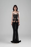 Black Emi Set with Corset top & Maxi Skirt for women, from Huelley Rose, The Viet Concept 