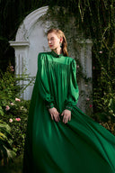 Tunic Emerald Evening Gown – High Neck Bouffant Sleeves Luxury for women, from IHF ATELIER, The Viet Concept