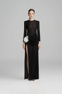 Caprila Slit Long Sleeved Jersey Floor Length Dress for woman, from ARTI, The Viet Concept 
