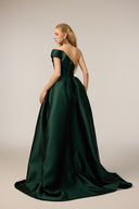 21SIX • Azalea Sequin & Taffeta Asymmetric Cape Train Gown