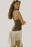 Mocha Elysian Twill Mini Dress for women, from La Vierge, The Viet Concept 