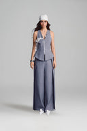 KEIRA TONG • Bouquet Sculpted Floral Boned Twill Waistcoat Vest