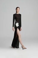Caprila Slit Long Sleeved Jersey Floor Length Dress for woman, from ARTI, The Viet Concept 