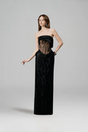 Natasha Beaded Glitter Tulle Strapless Column Gown for women, from JOSEPHINE, The Viet Concept