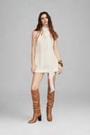 White Josephine Lace Dress With Silk Ties for women, from HUONG, The Viet Concept 