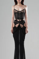 Black Emi Set with Corset top & Maxi Skirt for women, from Huelley Rose, The Viet Concept 