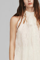 Cream Linnaea Lace Halter Neck Blouse for women, from HUONG, The Viet Concept 