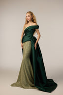 21SIX • Azalea Sequin & Taffeta Asymmetric Cape Train Gown