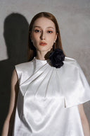Galvin Floral Draped Silk Mini Dress for women, from DANG PHONG DESIGNER, The Viet Concept
