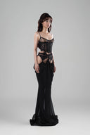 Black Emi Set with Corset top & Maxi Skirt for women, from Huelley Rose, The Viet Concept 
