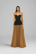 Flared Off-Shoulder 3D Crystal Floral Couture Maxi Dress for women, from L'SCARLETT, The Viet Concept