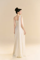 LINH PHUNG • Larmes Ivory Draped Chiffon Cowl Neck A-Line Maxi Dress