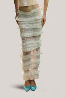 White Vanille Lace Pencil Maxi Skirt for women, from La Vierge, The Viet Concept, The Viet Concept