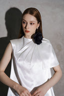 Galvin Floral Draped Silk Mini Dress for women, from DANG PHONG DESIGNER, The Viet Concept