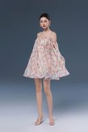 Nara Beige Chiffon Mini Occasion Dress for women, from JOSEPHINE, The Viet Concept